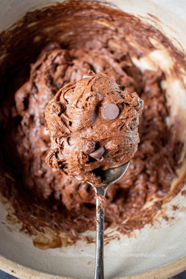 a scoop of chocolate ice cream in a bowl