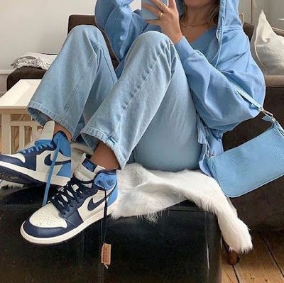 Street Style: Women's Nike Air Jordan 1's | Fashion Cognoscente Blue Jordans Women, Outfit Jordan Mujer, Outfits Con Jordan Mujer, Blue Jordans Outfit, Nike Jordan Blue, Jordans Blue, Jordan Outfits Womens, Outfits With Jordan 1s Fashion Styles, Jordan 1 Outfit