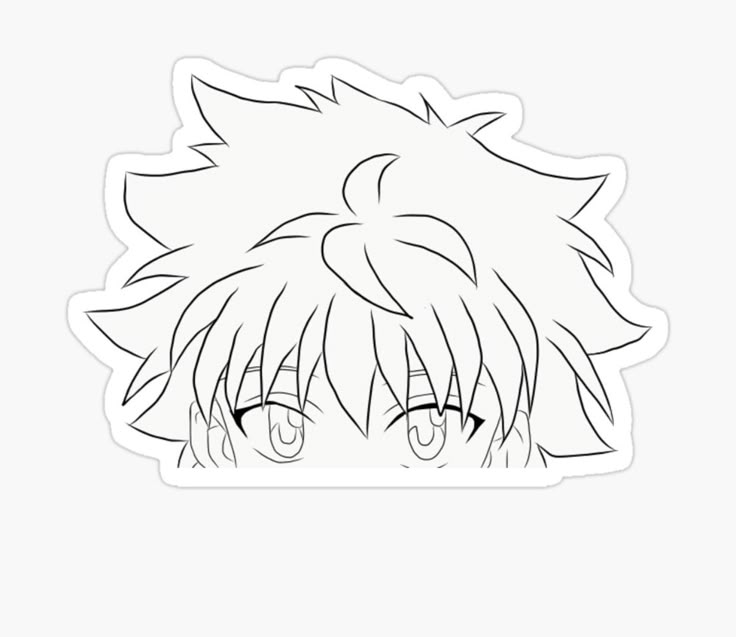 an anime character with long hair and big eyes, drawn in black ink on a white background