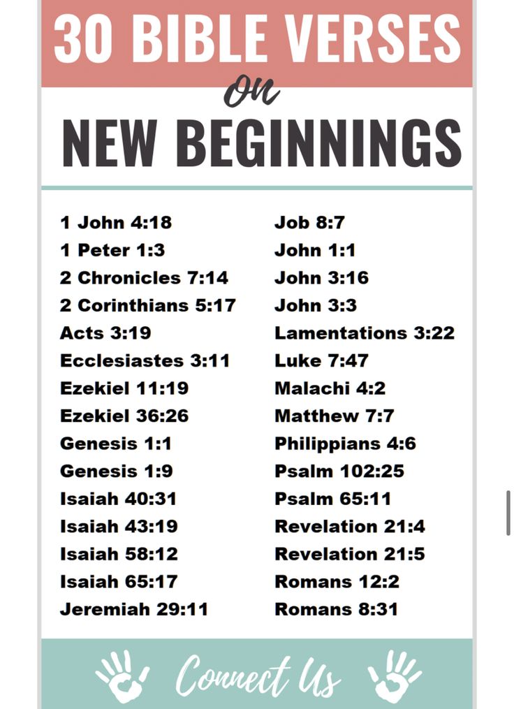 the 30 bible verses for new beginnings with an image of two hands on each side