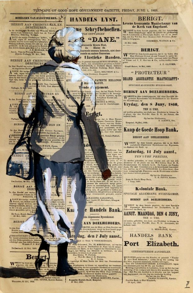 an old newspaper with a drawing of a man carrying a bag and walking down the street