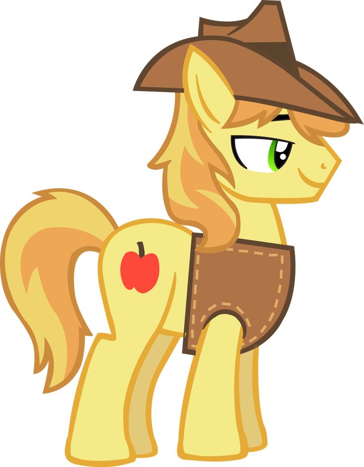 the pony is wearing a cowboy hat and has an apple on it's chest