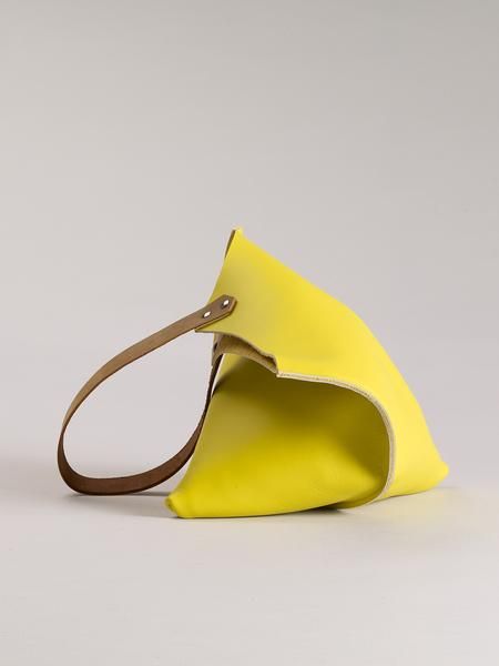 Wedge bag - Lemon yellow leather | scabbyrobot Modern Yellow Shoulder Bag, Chic Yellow Bags With Leather Lining, Modern Yellow Shoulder Bag With Removable Pouch, Modern Yellow Shoulder Bag For Shopping, Yellow Rectangular Bag With Leather Lining, Modern Yellow Leather Shoulder Bag, Modern Yellow Shoulder Bag With Adjustable Strap, Yellow Bags With Leather Lining For Everyday Use, Yellow Leather Tote Shoulder Bag