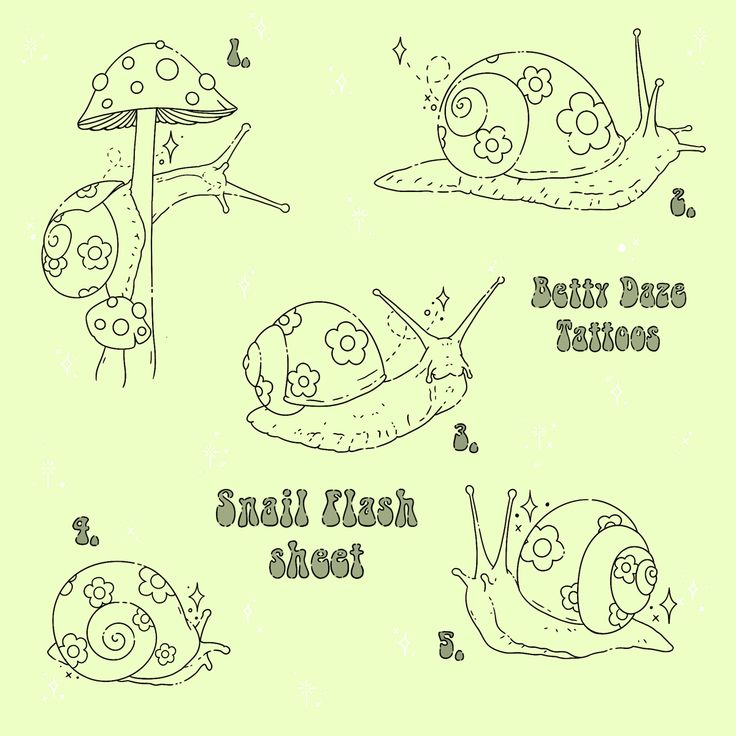 the instructions for how to draw snails and snails in cartoon style, with black ink