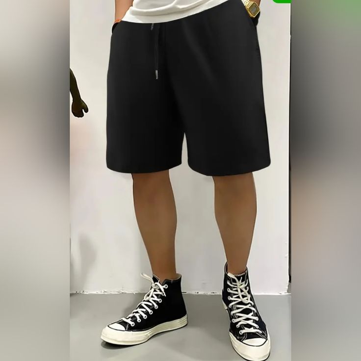 Men's Loose Casual Drawstring Shorts With Pockets For Summer Daily And Sports 95% Polyester 5% Spandex Color: Black Size: 2xl Drawstring Shorts, Shorts With Pockets, Men's Shorts, Mens Shorts, Man Shop, Spandex, Sports, Black, Color