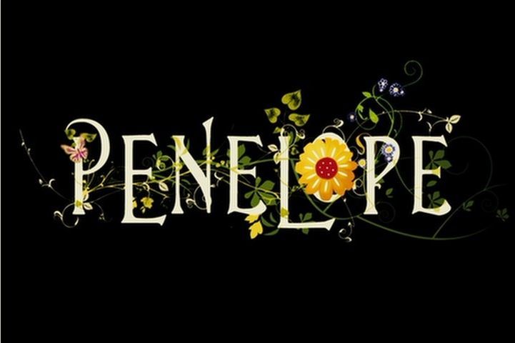 the word penelope written with flowers and leaves