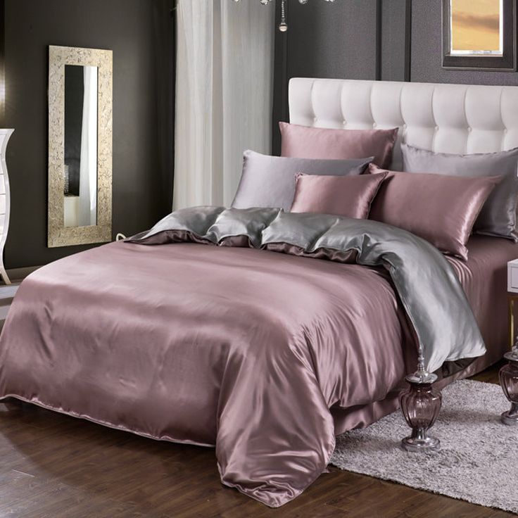 25Momme Seamless Luxury Silk Duvet Cover - Awulook Silk Sheet Set, Silk Duvet, Embroidered Duvet Cover, Silk Duvet Cover, Egyptian Cotton Duvet Cover, Pink Duvet, Pink Duvet Cover, Silk Sheets, Pink Ocean