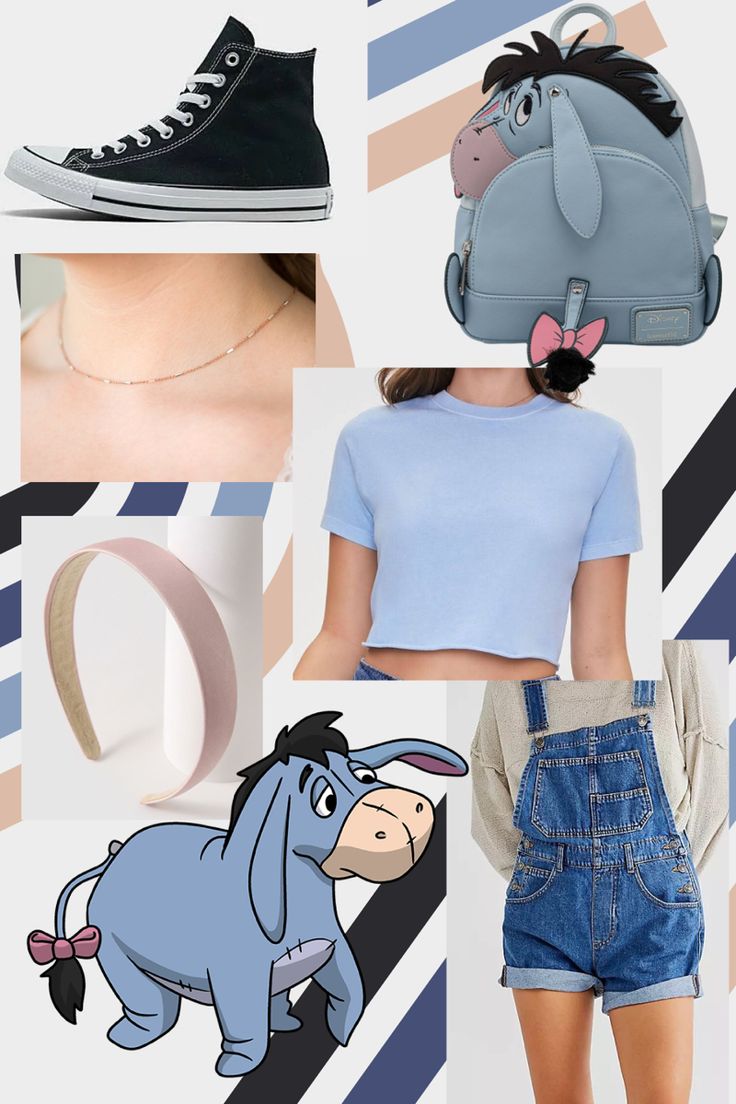 various images of different outfits and accessories including an elephant, winnie the pooh, piggie