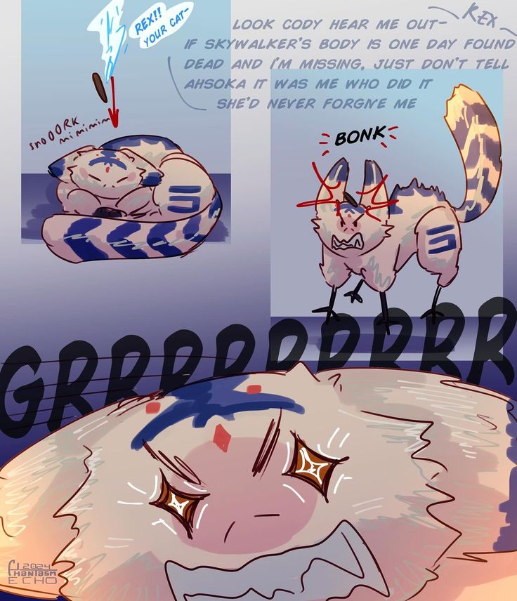 a comic strip with an image of a cartoon character laying on the ground