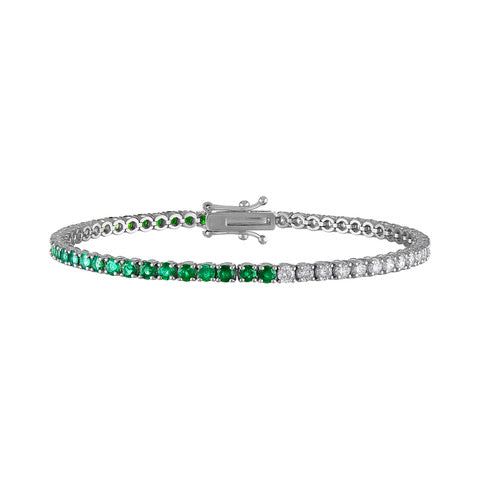 18K Gold Diamond 1.63 Cts Emerald and Tsavorite 2.19 Cts Stone Size 2.5mm. Length 6.5" Please allow 6-8 weeks for delivery. All prices are in US Dollars. Luxury Green Tennis Bracelet With 17 Jewels, Green Diamond Tennis Bracelet For Formal Occasions, Classic Bracelets With May Birthstone, Green Formal Bracelets In Fine Jewelry Style, Green Diamond Bracelet For Formal Occasions, Green Fine Jewelry Bracelets For Formal Occasions, Green Diamond Bracelet With Brilliant Cut, Green Brilliant Cut Diamond Bracelet For Anniversary, Green Diamond Bracelets With Brilliant Cut