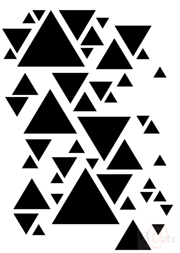 black and white triangles are arranged in the shape of an abstract pattern on a white background