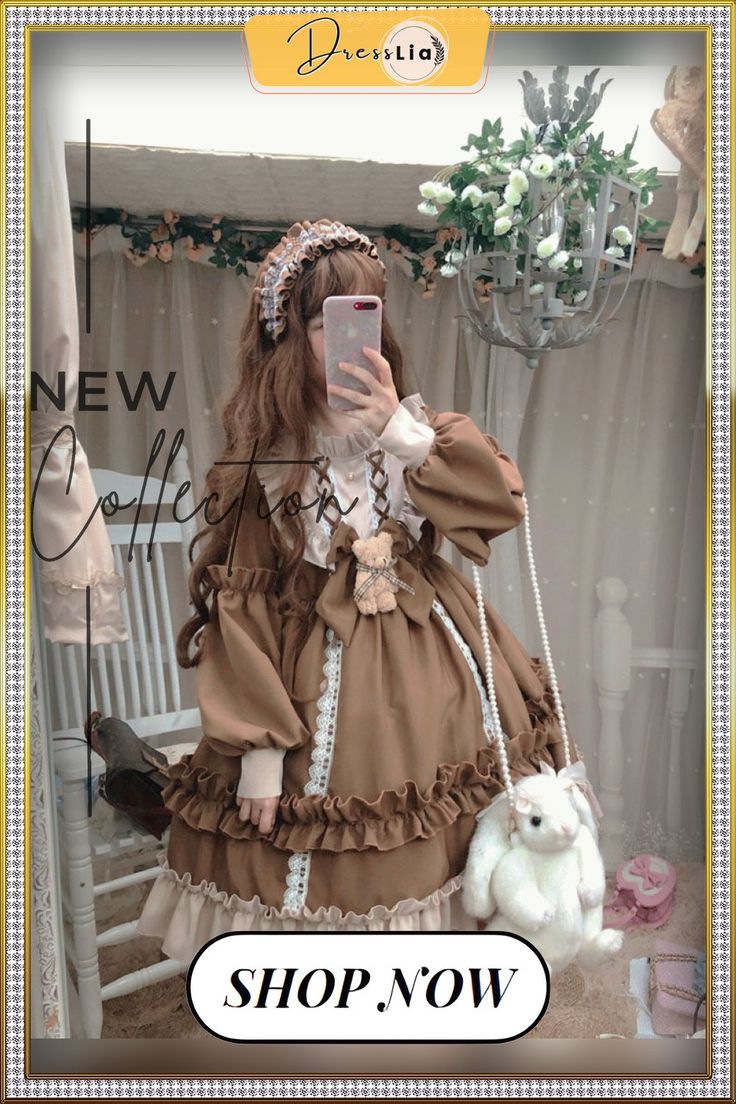 Japanese Gothic Lolita Dress Women Kawaii Bow Bear Lace Blue Dress Long Sleeve Princess Dress Female Cute Sweet Party Vestido Kawaii Ruffled Costume Dress, Kawaii Ruffle Costume Dress, Kawaii Dress With Doll Collar For Costume Party, Harajuku Style Ruffle Dresses For Costume, Kawaii Dresses For Cosplay, Kawaii Doll Collar Dress For Costume Party, Cute Long Sleeve Costume Dress, Harajuku Style Long Sleeve Costume Dress, Kawaii Ruffle Dress For Cosplay