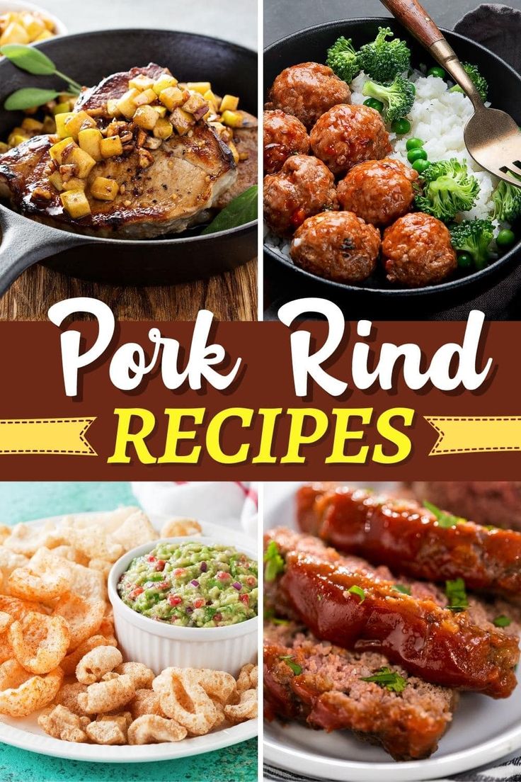 pork rind recipe collage with text overlay