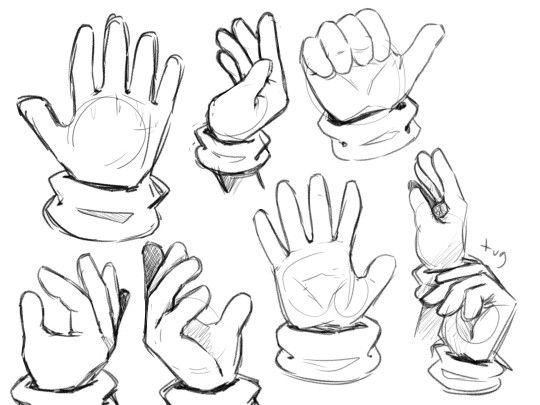 hand gestures drawn in black and white