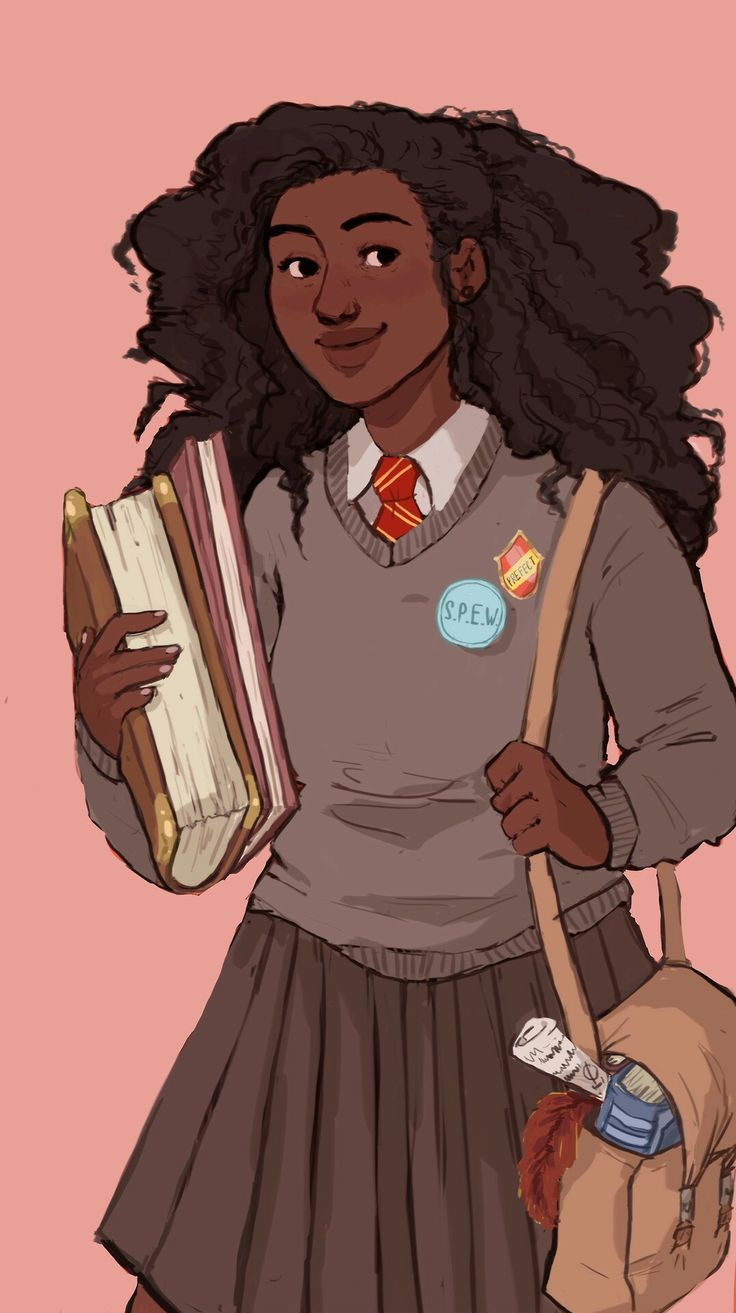 a girl in a school uniform holding a book and a bag with her name on it