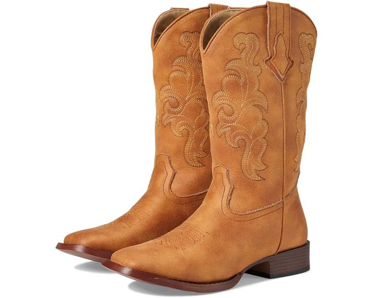 Women's Roper Cowboy Classic | Zappos.com Casual Snip Toe Boots For Western-themed Events, Casual Ankle Boots For Western-themed Events, Casual Rodeo Boots With Reinforced Toe, Casual Ranch Boots For Fall, Retro Snip Toe Boots For Fall, Trendy Leather Boots For Western-themed Events, Casual Round Toe Boots For Western-themed Events, Retro Wide Calf Boots For Fall, Casual Mid-calf Boots With Stacked Heel And Snip Toe