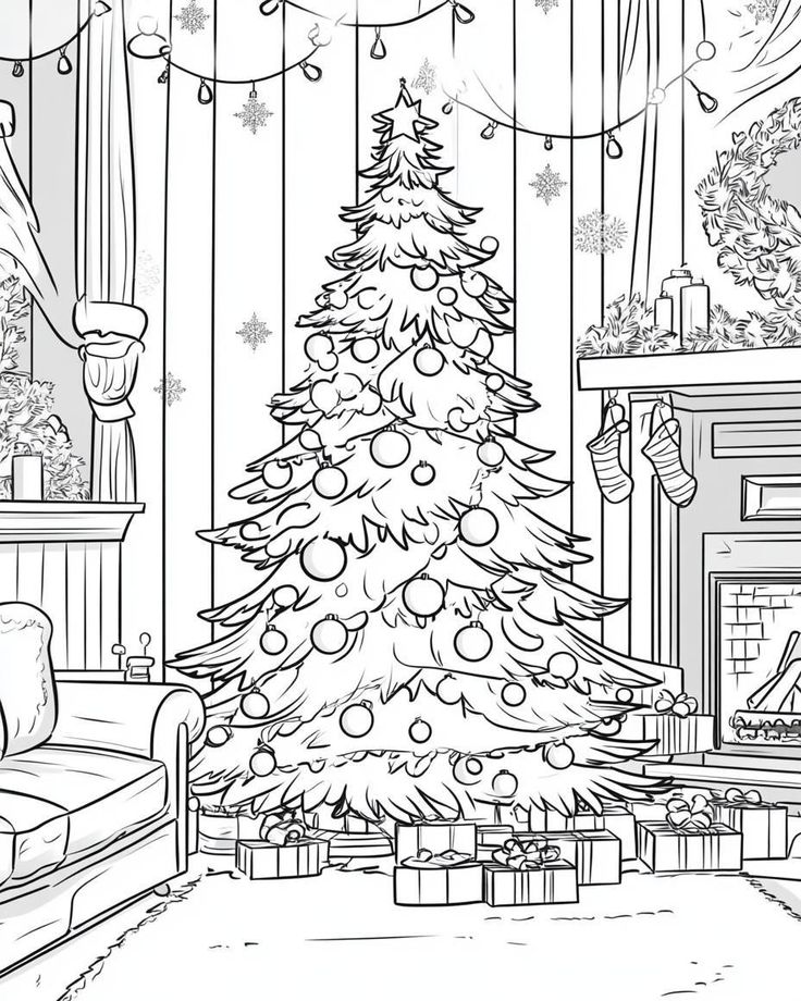 a christmas tree in the living room with presents