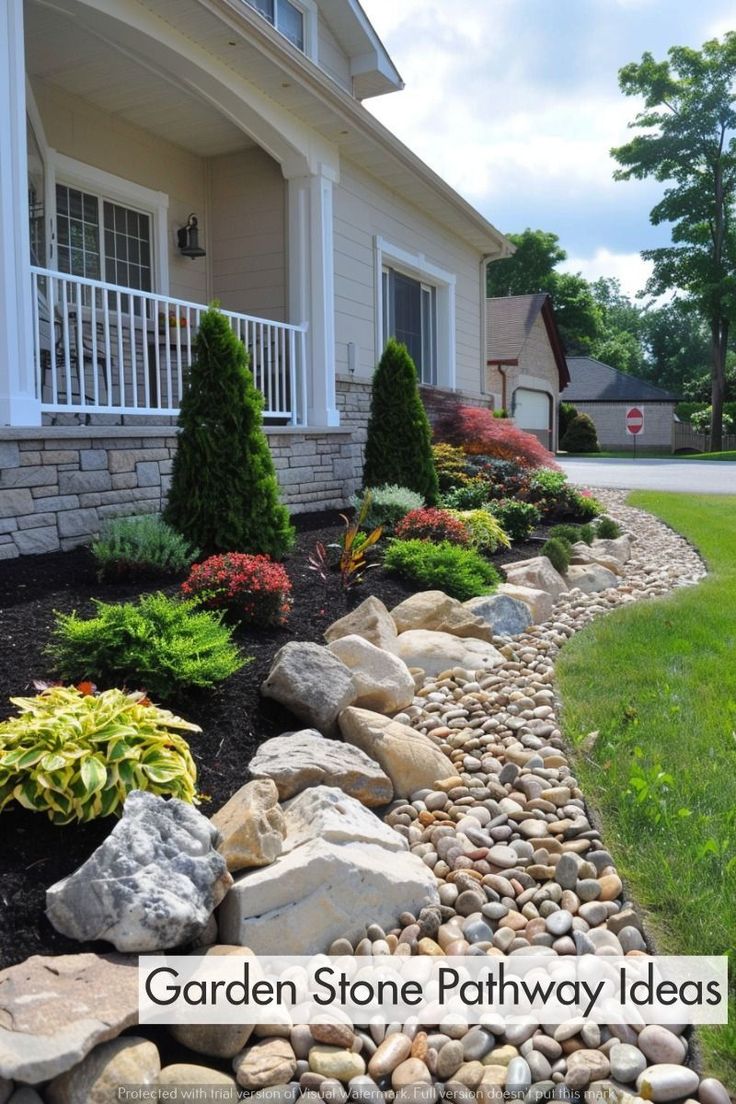 a garden stone pathway leads to a house