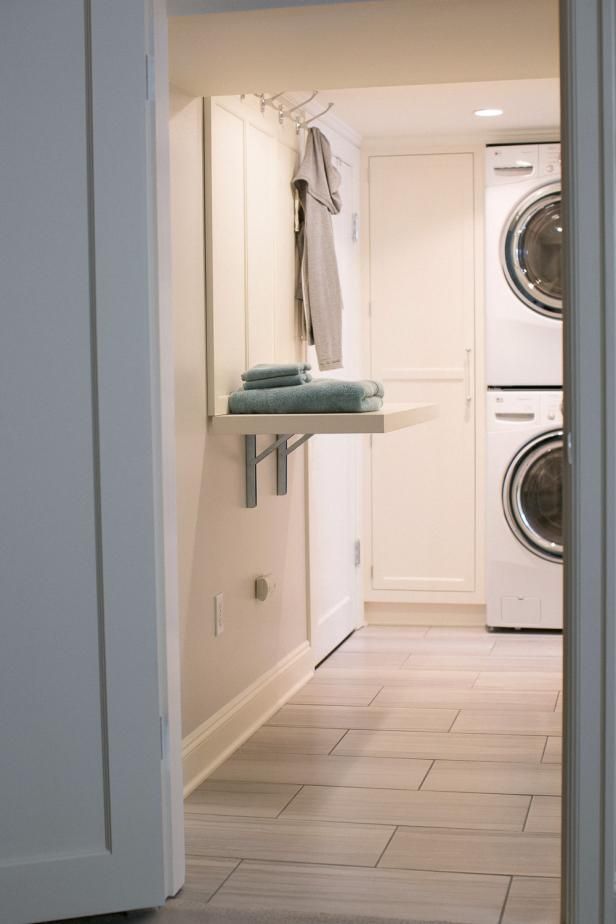 a washer and dryer in a small room