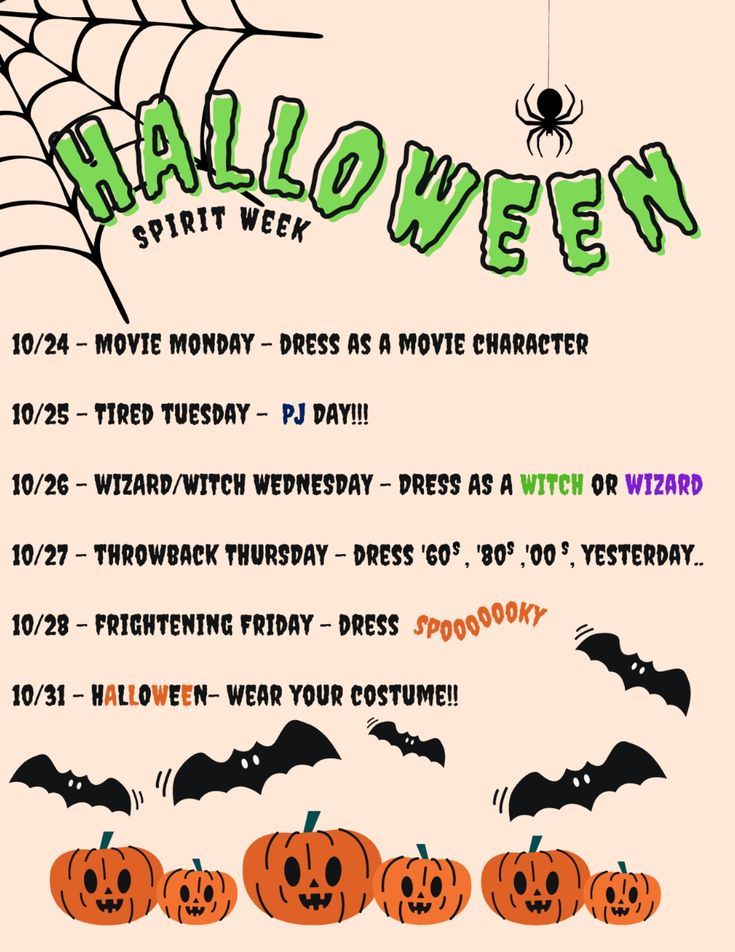 a halloween party poster with pumpkins and bats on it's side, including the words spooky web