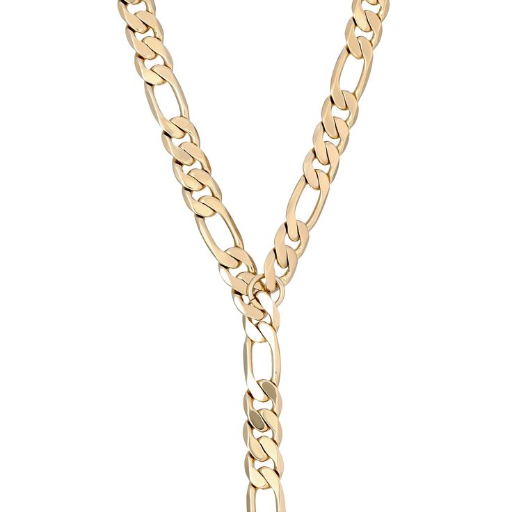 The Axel Lariat is made from a brass figaro chain, fastened with a with lobster clasp. Finishes available 10K Gold or Rhodium-Silver Y Necklace Measures:16" with a 9" Drop Chain measures:10.16mm (.40") wide Clasp Measures:19mm (.75") long Brass Lariat Chain Necklace, Gold Lariat Figaro Chain Necklace, Gold Figaro Chain Lariat Necklace, Yellow Gold Lariat Chain Necklace With Adjustable Chain, Brass Lariat Necklace With Chain Detail, Brass Lariat Necklace With Chain, Yellow Gold Lariat Toggle Necklace With Chain, Yellow Gold Lariat Necklace With Figaro Chain, Gold-tone Lariat Necklace With Lobster Clasp