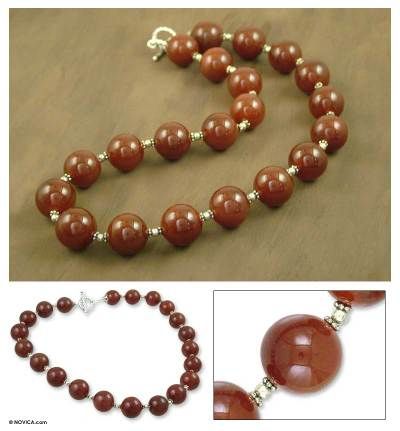 Carnelian strand necklace, 'Cinnamon' - Carnelian strand necklace Luxury Single Strand Carnelian Jewelry, Luxury Brown Carnelian Jewelry, Cultured Pearl Necklace, Trendy Necklaces, Women Artisans, Jewelry Packaging, Necklace Sizes, Strand Necklace, Jewelry Gift Box