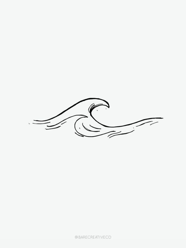 a black and white drawing of a wave