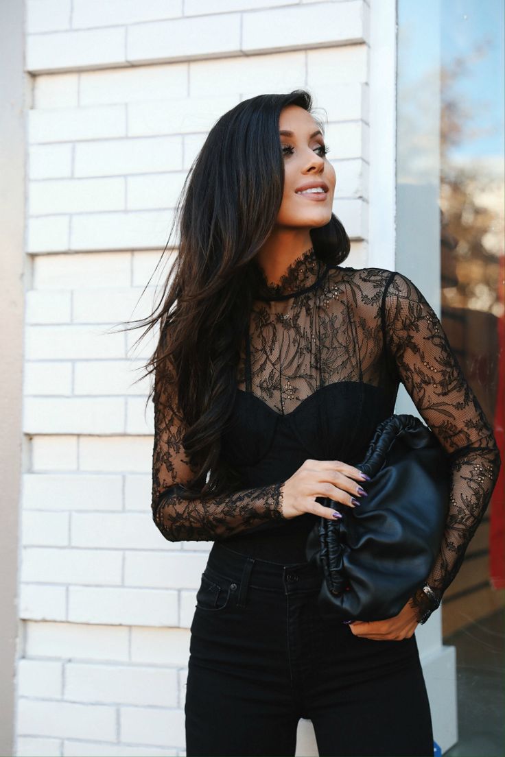 johnathan simkai lace top Black Lace High Neck Top, Lace Top Outfit White, Black Lace Top Outfit, Lace Shirt Outfit, Lace Undershirt, Andee Layne, Southern Outfits, Lacy Tops, Fashion Top Outfits