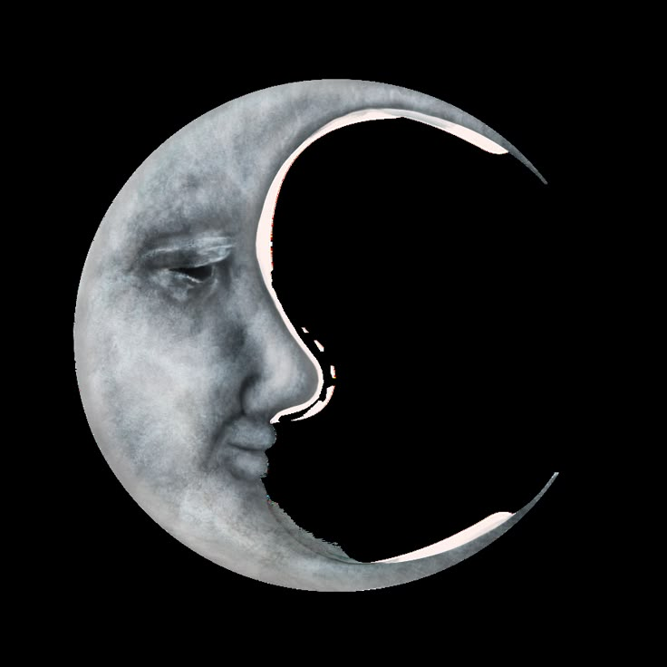 the face of a man is shown in front of a half moon with his eyes closed