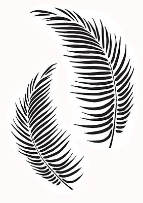 a black and white palm leaf on a white background with the words, tropical leaves