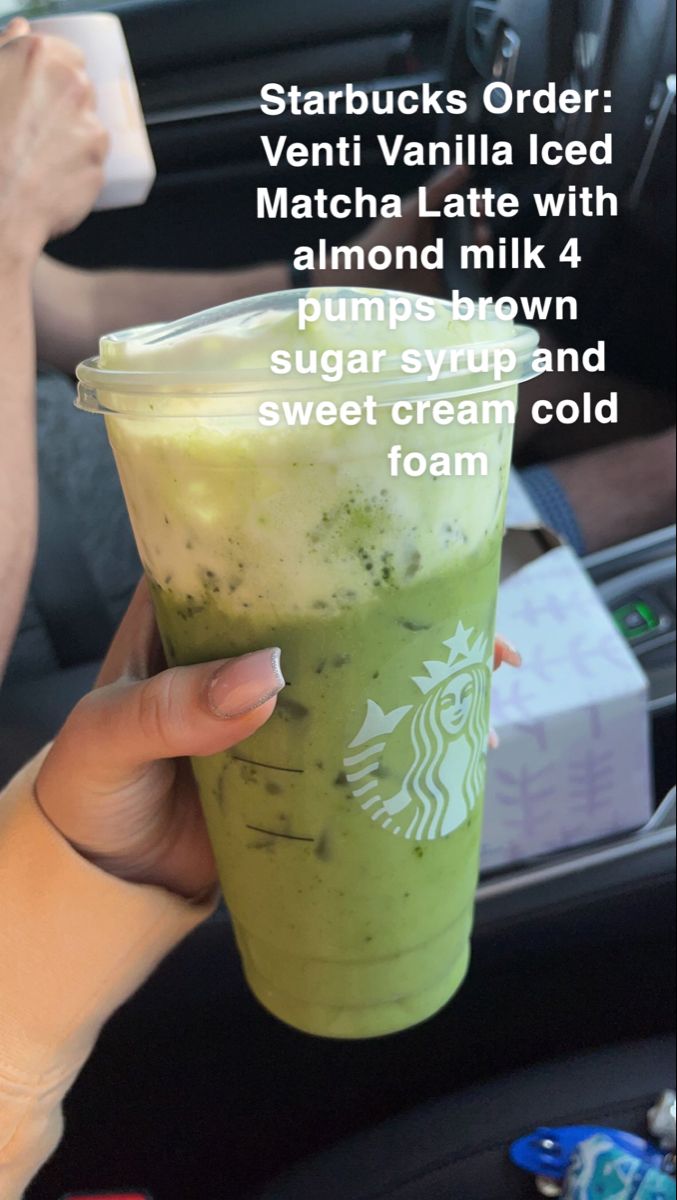 starbucks iced drink with matcha latte and almond milk