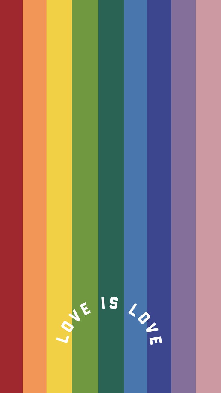 a rainbow colored poster with the words love is love in white lettering on top of it