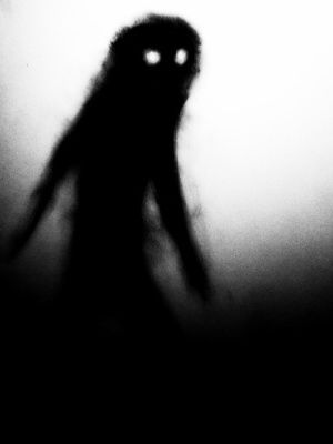 the silhouette of a person with long hair is shown in this black and white photo