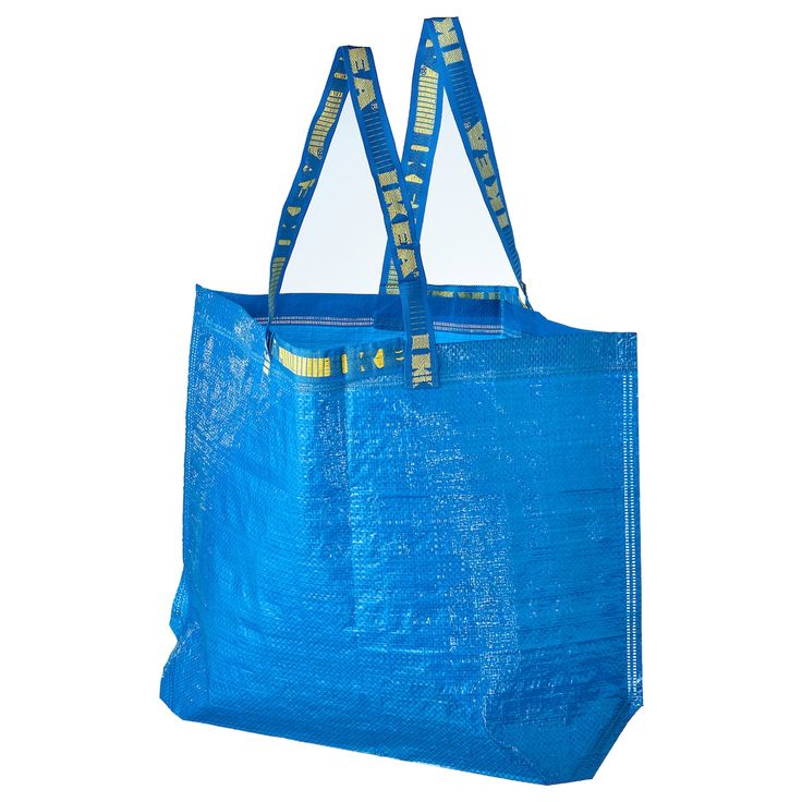 a blue shopping bag with straps on it