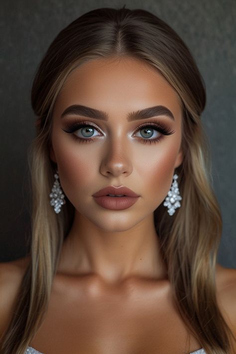 Bridal Make Up Looks Wedding Day, Glam Bride Makeup Hooded Eyes, Wedding Eyeshadow Looks, Boho Bride Makeup, Bold Wedding Makeup, Fall Wedding Makeup For Bride, Full Face Makeup Looks, Full Glam Bridal Makeup, Hollywood Glam Makeup