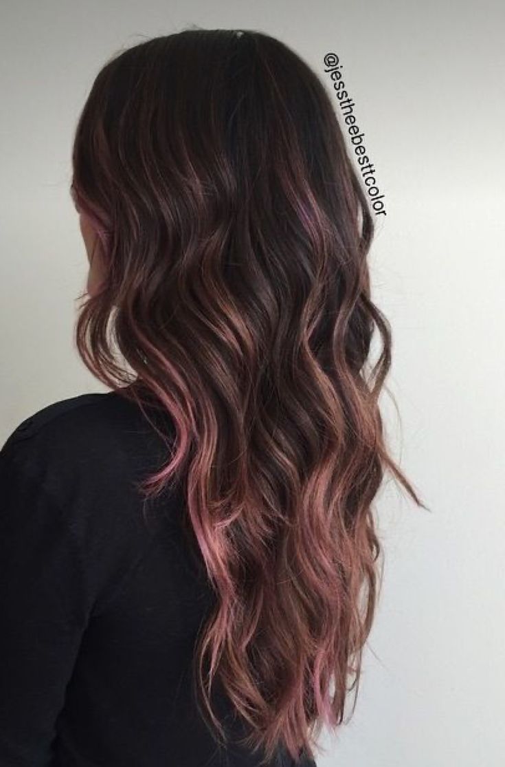 Balayage Hair Rose, Rose Gold Hair Brunette, Pink Hair Highlights, Pink Balayage, Red Violet Hair, Violet Hair, Pink Highlights, Rose Gold Hair, Hair Color And Cut