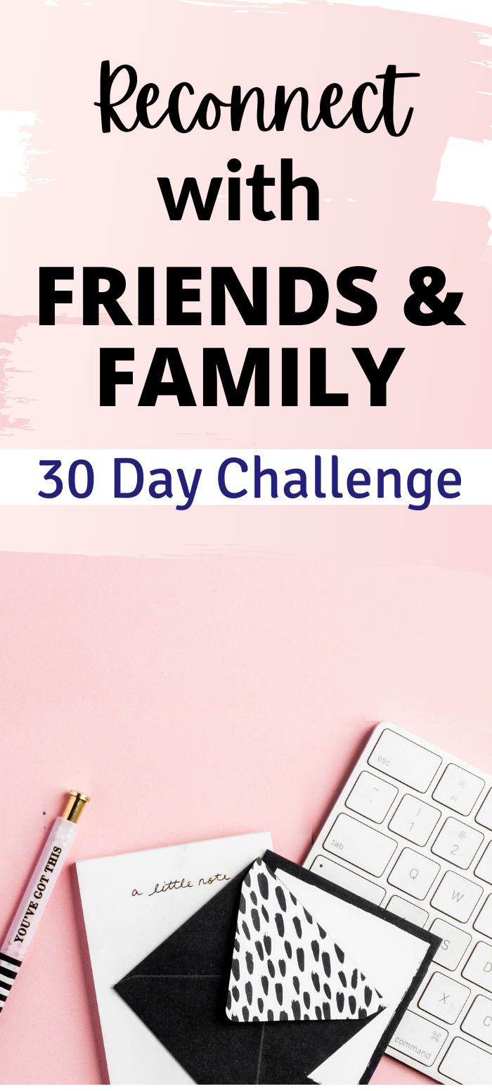 the text reads, recline with friends and family 30 day challenge on pink background