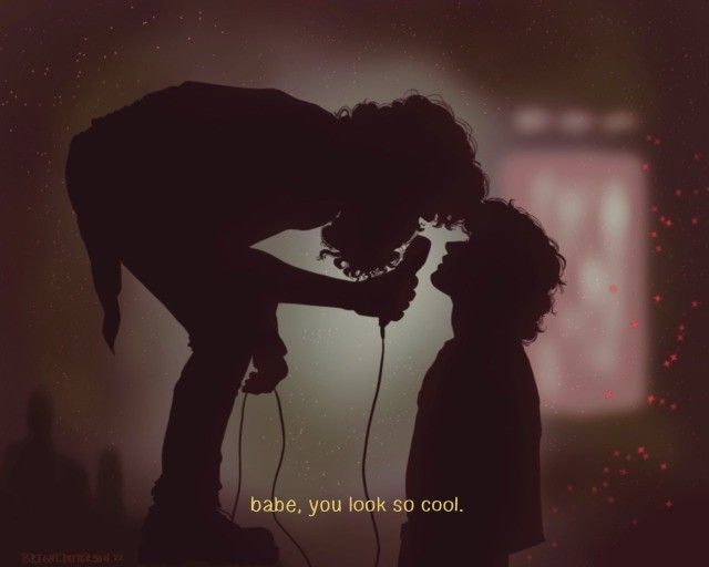 the silhouette of a woman and child are shown in front of an image that says bake, you look so cool