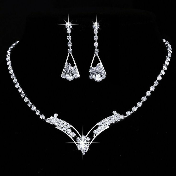 This is a very beautiful set!  Brilliant stones are perfect for any occasion. Save on shipping with multiple items. No refunds. Beautiful Wedding Jewelry, Crystal Bridal Jewelry Sets, Crystal Wedding Jewelry, Bride Necklace, Bridesmaid Jewelry Sets, Silver Jewellery Sets, Wedding Bridal Jewellery, Rhinestone Bridal, African Jewelry