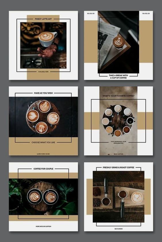 coffee shop brochure templates with photoshopped images and text on them