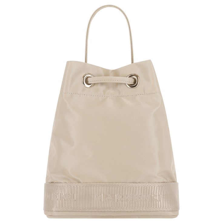 This bag features a mini-sized bucket bag.  This bag is ultra-lightweight using eco-friendly material. It is made from 100% plastic recycled nylon, known as MIPAN Regen nylon. This bag has a convenient storage room and a half-moon shape bottom. The bottom shape gives you a comfortable fit.  It can be worn three ways, as a tote, on the shoulder, or crossbody with a length-adjustable strap. Matched Mini Pouch is a separately sold item. This bag is made in Korea using 100% plastic recycled nylon. I Nylon Shoulder Bucket Bag For Daily Use, Everyday Nylon Bucket Bag, Nylon Bucket Bag For Everyday Use, Nylon Bucket Shoulder Bag For Daily Use, Nylon Bucket Bag For Travel, Recyclable Nylon Bag For On-the-go, Travel Nylon Bucket Bag, Functional Recyclable Bags, Nylon Shoulder Bucket Bag For Everyday Use