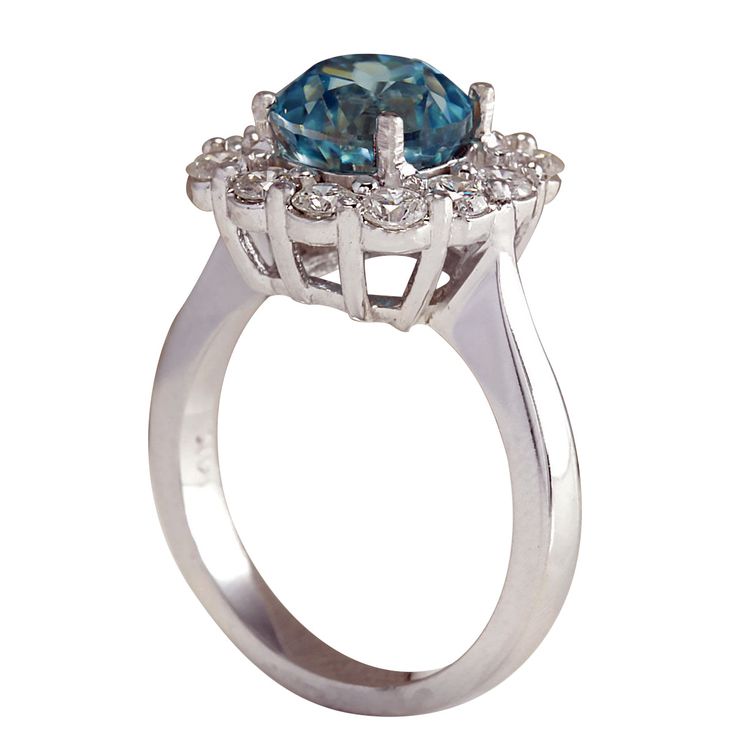 Stamped: 14K White GoldTotal Ring Weight: 6.5 GramsRing Length: N/ARing Width: N/AGemstone Weight: Total Natural Zircon Weight is 4.43 Carat (Measures: 8.21x8.23 mm)Color: BlueDiamond Weight: Total Natural Diamond Weight is 0.90 CaratColor: F-G, Clarity: VS2-SI1Face Measures: 13.42x13.67 mmSku: [702649W] Luxury Platinum Topaz Ring With Halo Setting, Luxury 14k White Gold Brilliant Cut Topaz Ring, Luxury Diamond Halo Topaz Ring, Luxury 14k White Gold Topaz Ring With Center Stone, Luxury Blue Topaz Ring With Center Stone, Luxury Emerald Ring With Halo And Round Cut, Formal Emerald Ring With Halo And Round Cut, Luxury Halo Topaz Ring, Formal Emerald Ring With Halo