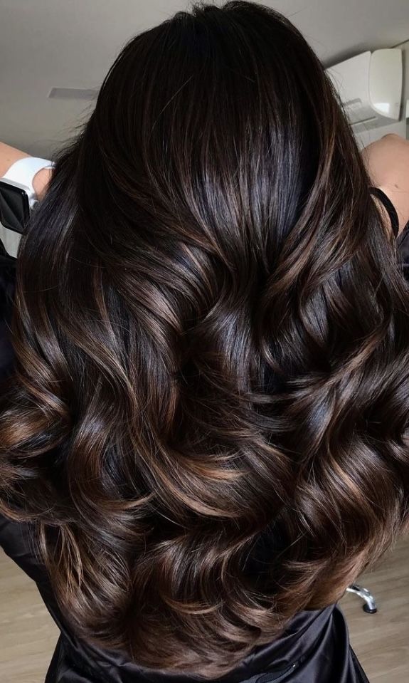 Hair Color Trends For Brunettes, Dark Hair Color, Black Hair Balayage, Dark Brunette Hair, Brown Hair Inspo, Brunette Hair With Highlights, Dark Hair With Highlights, Brown Hair Balayage, Hair Color Highlights