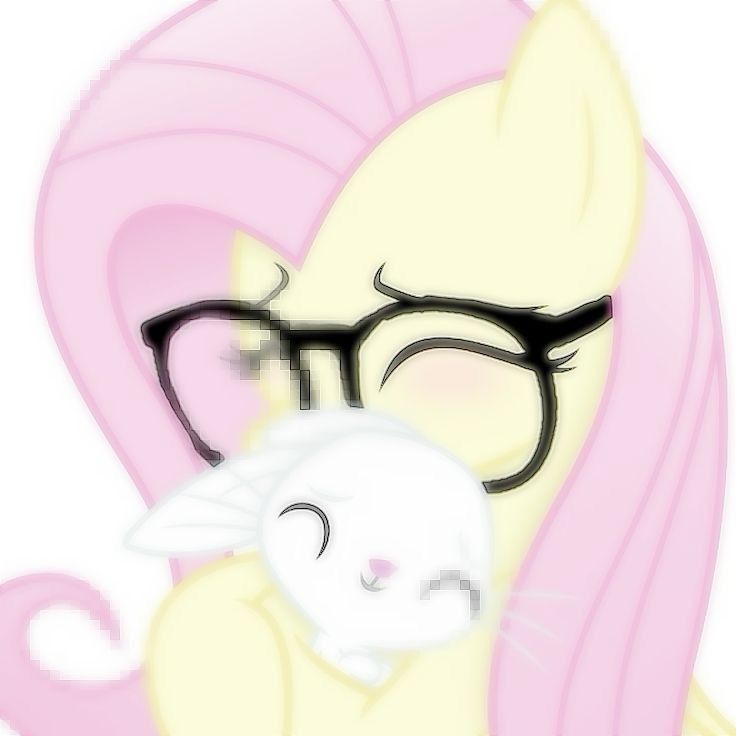 a pink pony with glasses holding a white cat