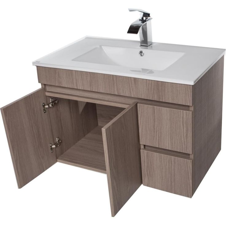 a bathroom vanity with a sink and cabinet underneath it on a white background or in front of the mirror