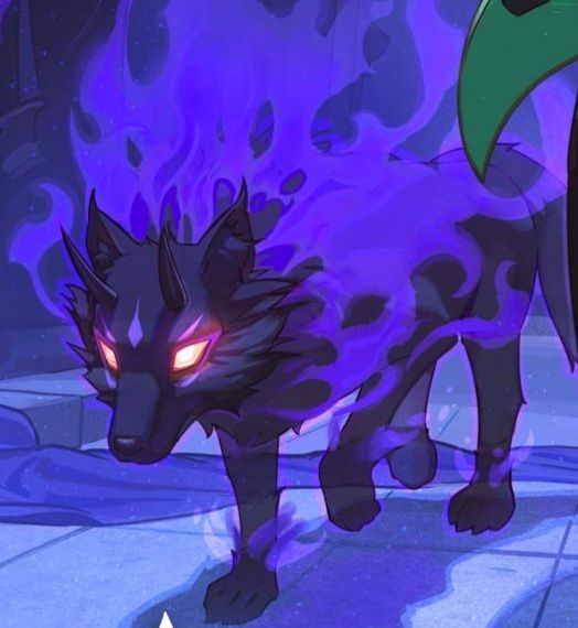 an animated image of a cat with glowing eyes and purple flames on its back legs