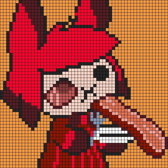 a pixellated image of a person holding a baseball bat