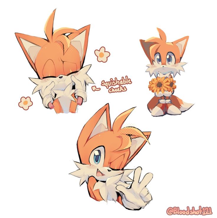 some cute little foxes with flowers in their hands and one is holding something up to the side