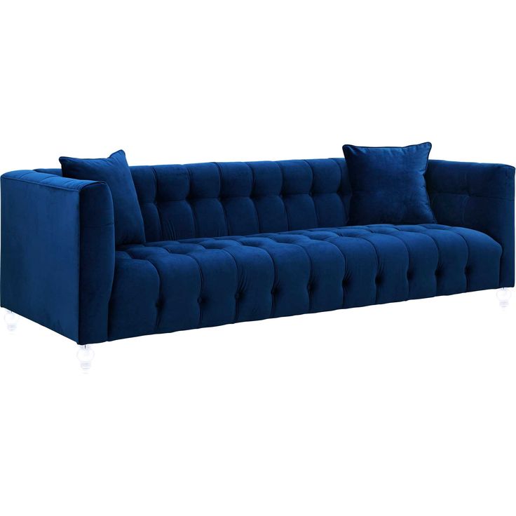 Sofa Family Room Couch Ideas, Sofa Overstock, Eclectic Sofas, Navy Blue Velvet Sofa, Salon Chairs For Sale, Navy Velvet Sofa, Button Tufted Sofa, Sofa Navy, Navy Sofa