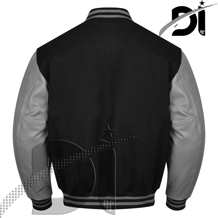 VARSITY JACKET * Premium Quality Wool Blend (80% wool and 20% Acrylic. * 100% High Quality Leather Sleeves.  * Best Quality knitted Cotton Rib for the collar, sleeves and waistband. * 100% Polyester Quilted Lining inside the Jacket * Two Outside Slice Pockets and 3 inside pockets including 1 mobile pockets * All range of wool colors * All range of leather colors * All Range of Sleeves Colors * All possibilities of trimming colors combinations * All possible Colors of Buttons & Snaps If your requ Tailored Wool Varsity Jacket For Fall, Black Wool Varsity Jacket For Winter, Gray Varsity Outerwear For Fall, Fitted Wool Varsity Jacket For Winter, Gray Fall Varsity Jacket For College, Black Urban Blazer For Fall, Long Sleeve Gray Outerwear For College, Fitted Black Outerwear For College, Classic Black Varsity Jacket For Winter